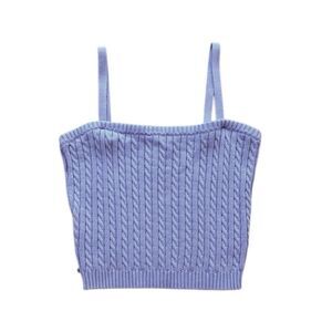 NEW Ralph Lauren Lavender Cableknit Sleeveless Sweater Skinny Straps Tube Top XL